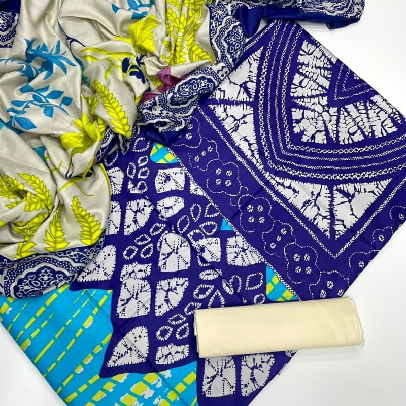 3pc dress linen printed