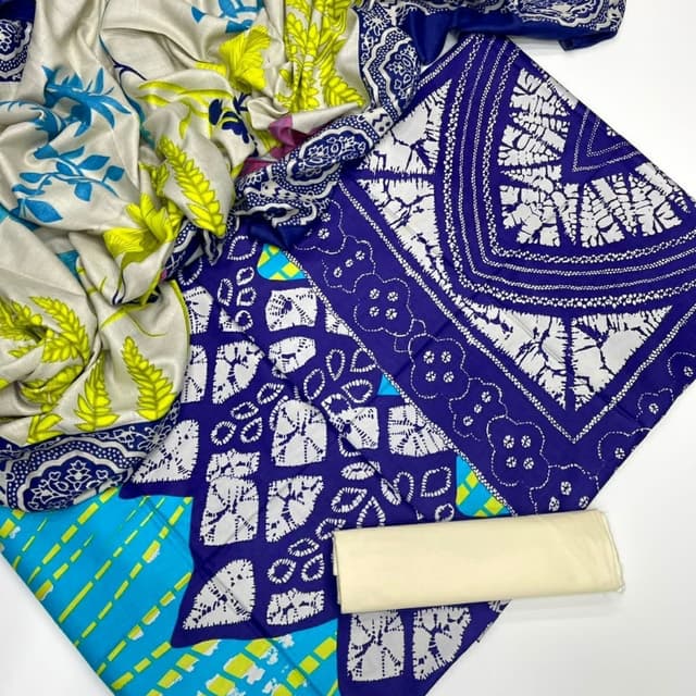 3pc dress linen printed