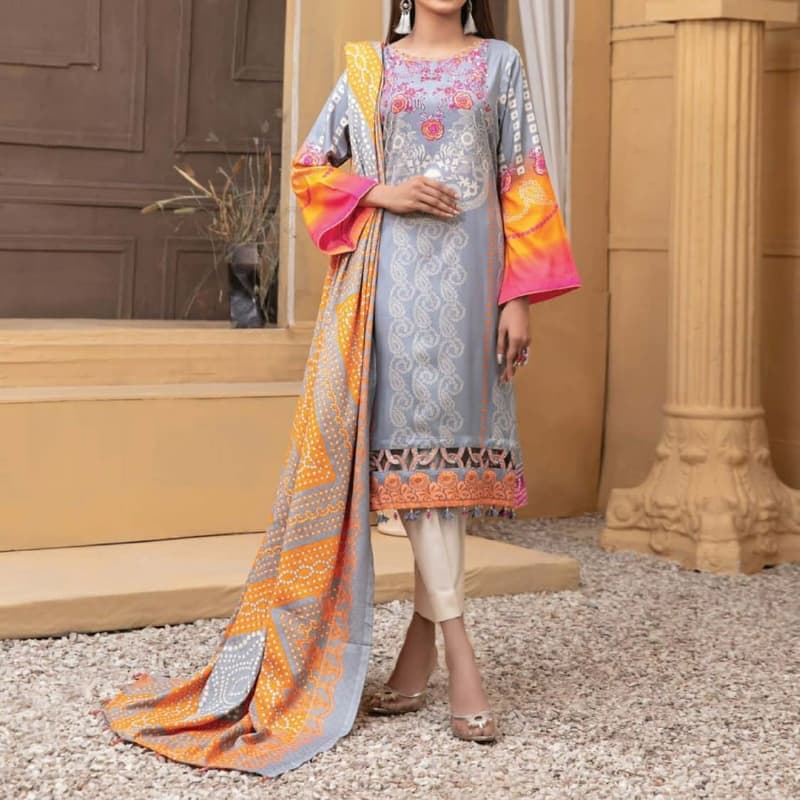 3pc dress linen printed