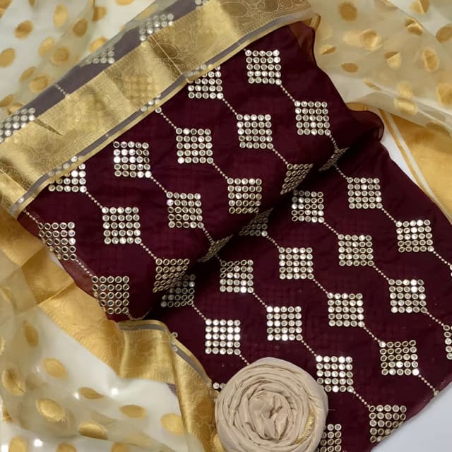 Organza fabric 9mm embroidery