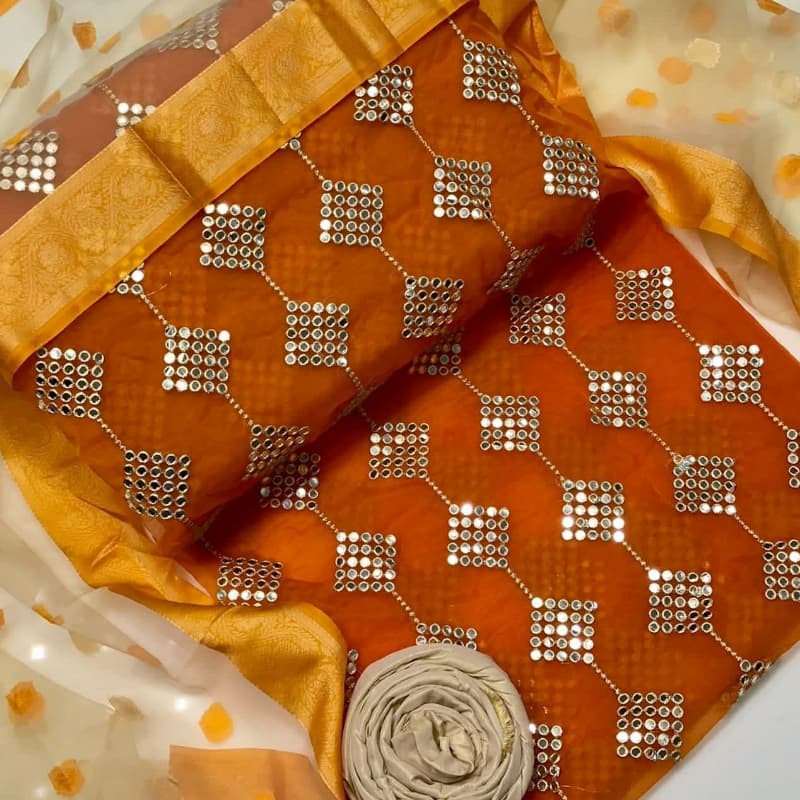 Organza fabric 9mm embroidery