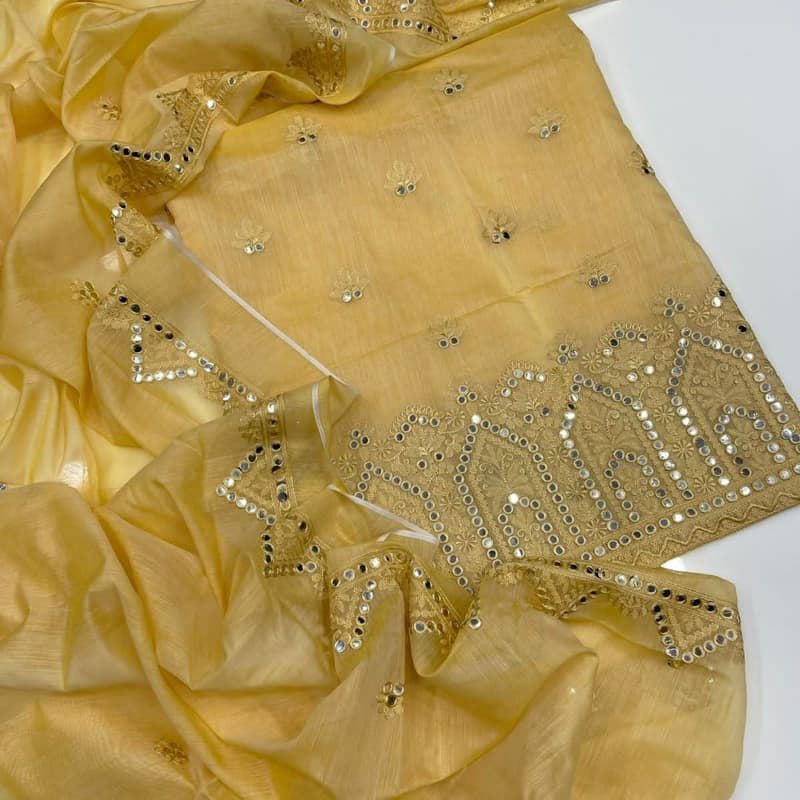 2pc dress paper cotton 
Shirt embroidered