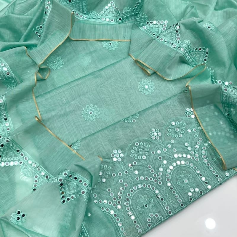 2pc dress paper cotton 
Shirt embroidered