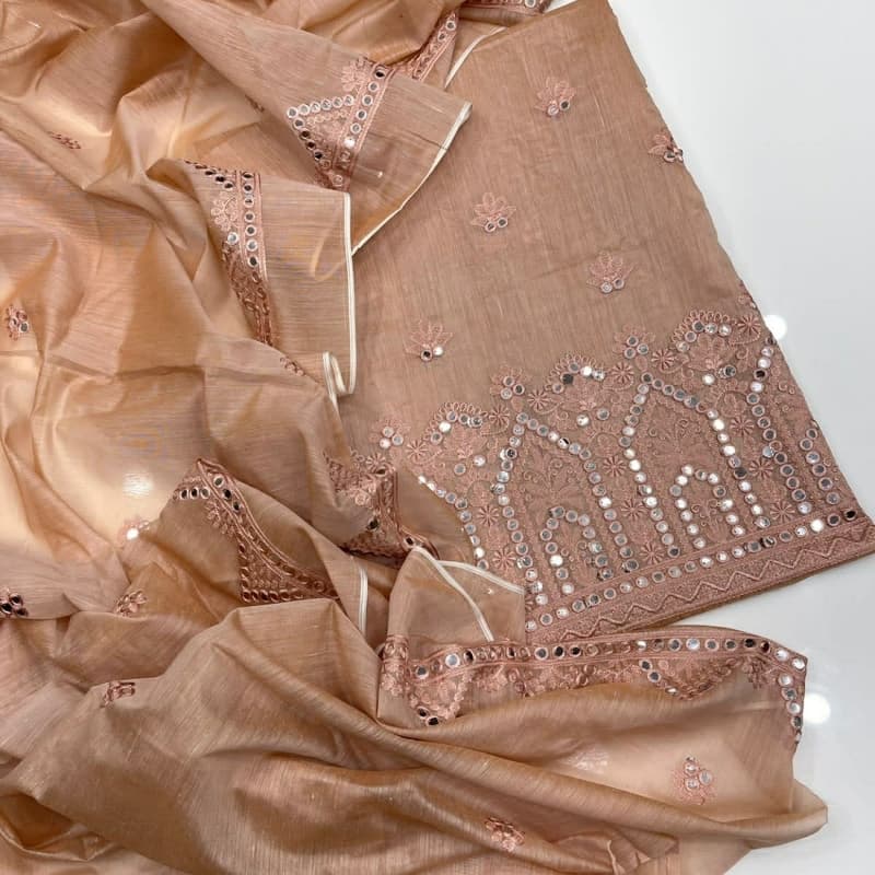 2pc dress paper cotton 
Shirt embroidered