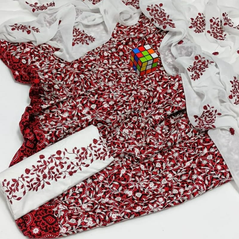 *

Cotton Ajrak 
3pc  Dress