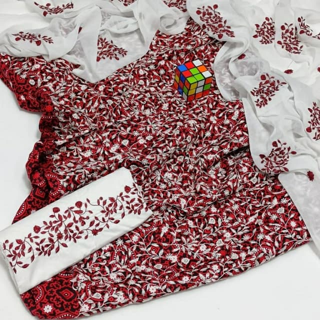 *

Cotton Ajrak 
3pc  Dress